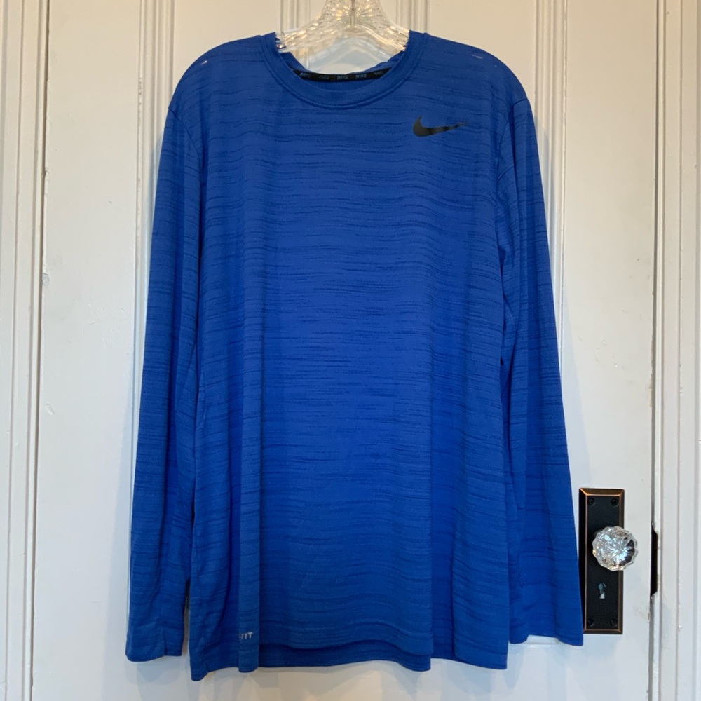 Nike Men's Dry-Fit Blue Long Sleeve Shirt